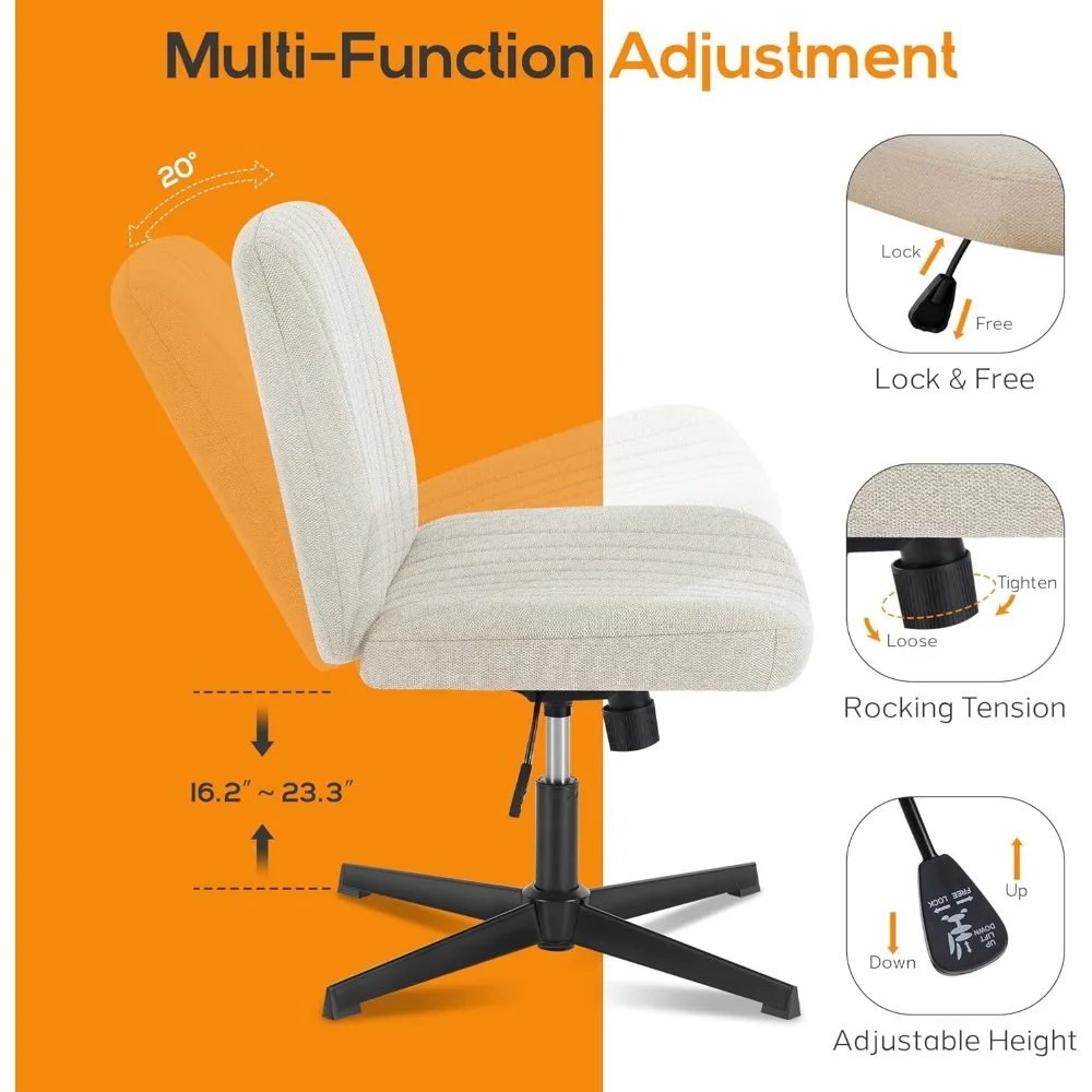 Horshod Criss Cross Chair, sedia da ufficio a gambe incrociate, ampia sedia da scrivania comoda, sedia operativa per Computer senza braccioli senza ruote