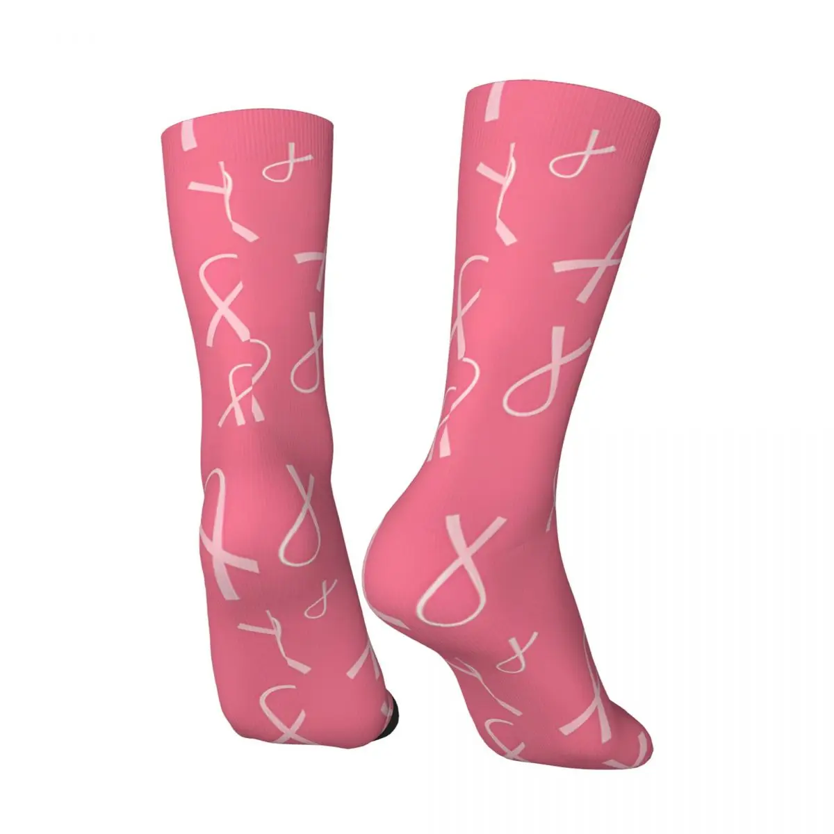 Vintage Breast Cancer Awareness Month Pink Ribbon Men's compression Socks Unisex Harajuku Seamless Printed Novelty Crew Sock