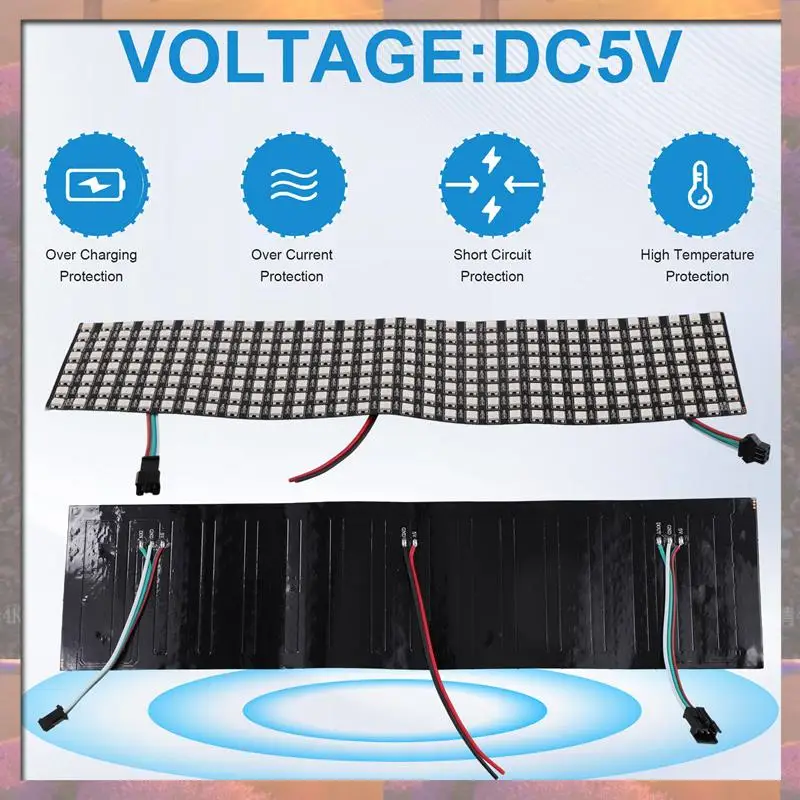 أعلى بيع WS2812 RGB LED لوحة مصفوفة قابلة للعنونة بشكل فردي مرنة لعرض الفيديو، DC5V (8X32)