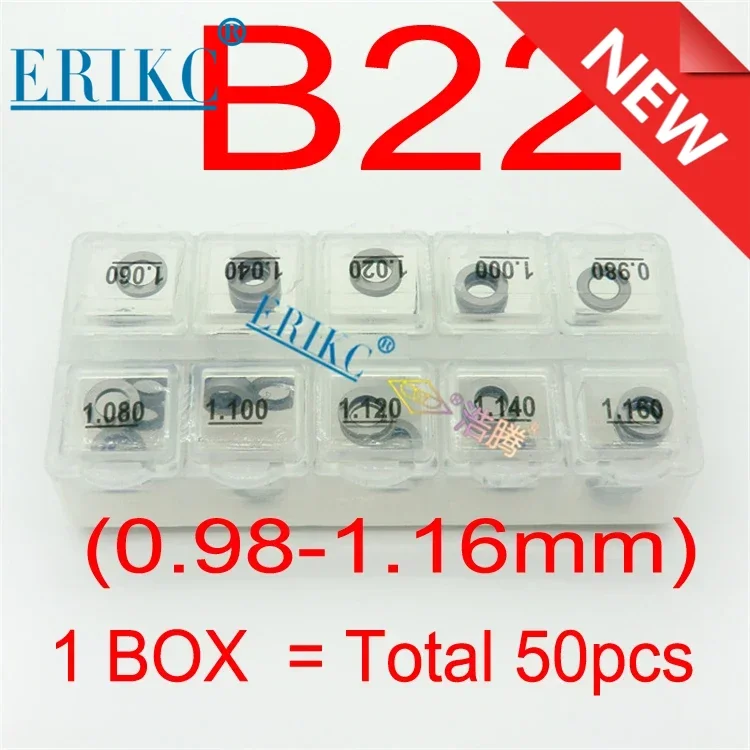 

ERIKC 50PCS Valve Adjustment Gaskets B22 Diesel Injector Adjusting Shims Size: 0.98mm-1.16mm for BOSCH