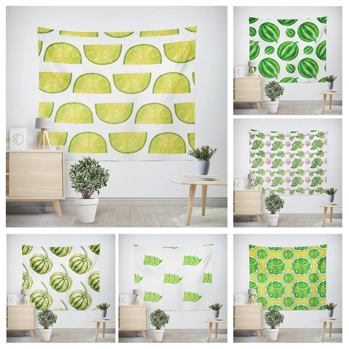 Home decoration modern room decor items wall tapestry aesthetic bedroom wall art large fabric Fruit plant fresh simple Nordic