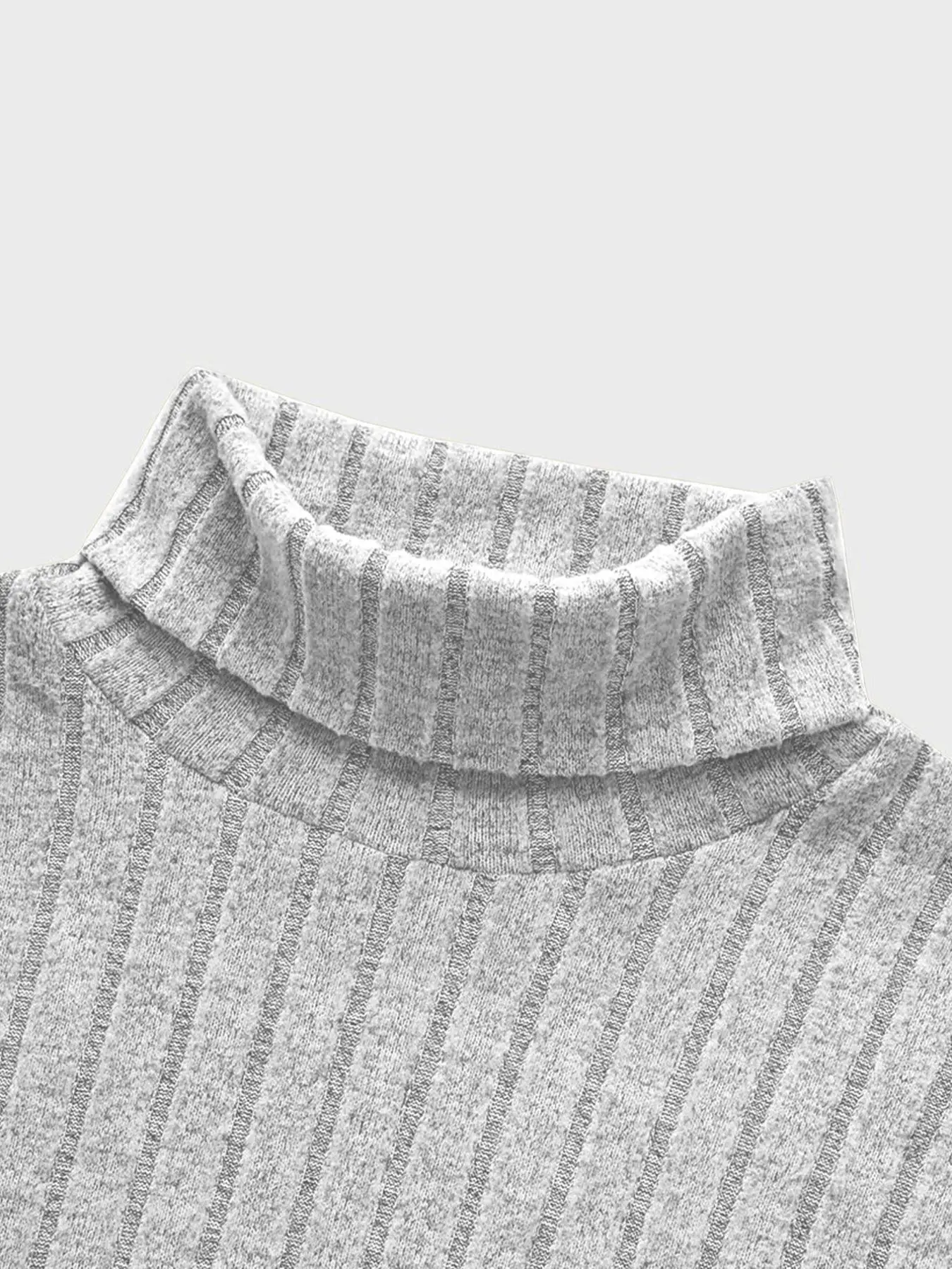 Herren Rollkragenpullover mit Langen Ärmeln, Vertikal Gestreift, Schlanke Passform, Gerippter Strickpullover, Lässiger Stretch-Unterzieher – Detail 12