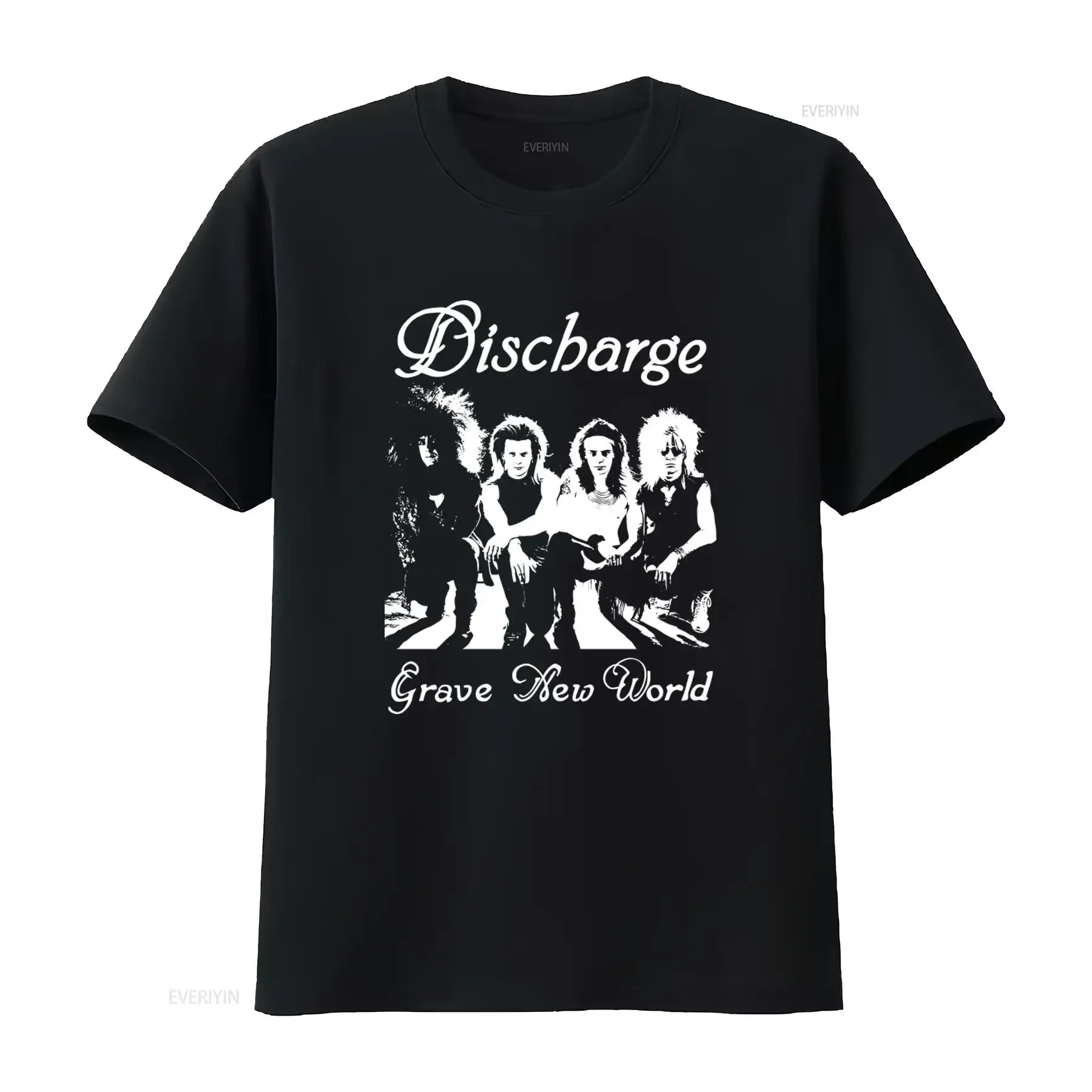 Discharge Grave New World Punk Crust D Beat Band T shirt for Rock Music Style Streetwear vintage Washed graphic streetwear