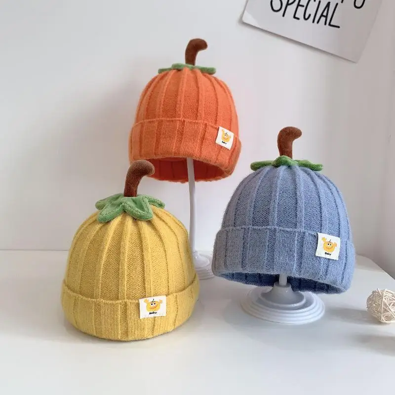 Halloween Baby Pumpkin Hat Infant Kids Pumpkin Beanie Cute Knitted Hat Newborn Beanie Baby Boy Girl 5M-3Y Thanksgiving Cap