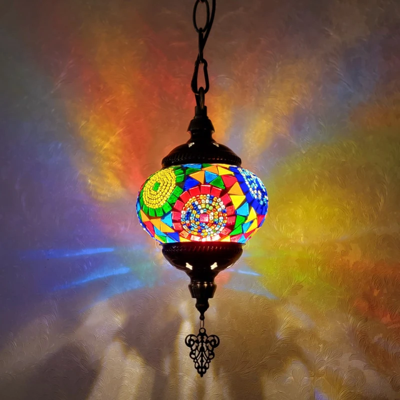 Turkey Classical Glass Pendant Lamp Nordic Retro Homestay Restaurant Bar Counter Club Feature Hotel Decoration Mosaic Chandelier