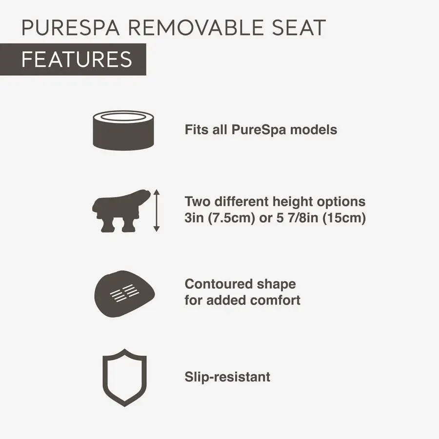 28502E PureSpa NonSlip Removable Contoured Seat for Inflatable Hot Tub Spa Accessory with Adjustable Heights, Tan, 2 Pack