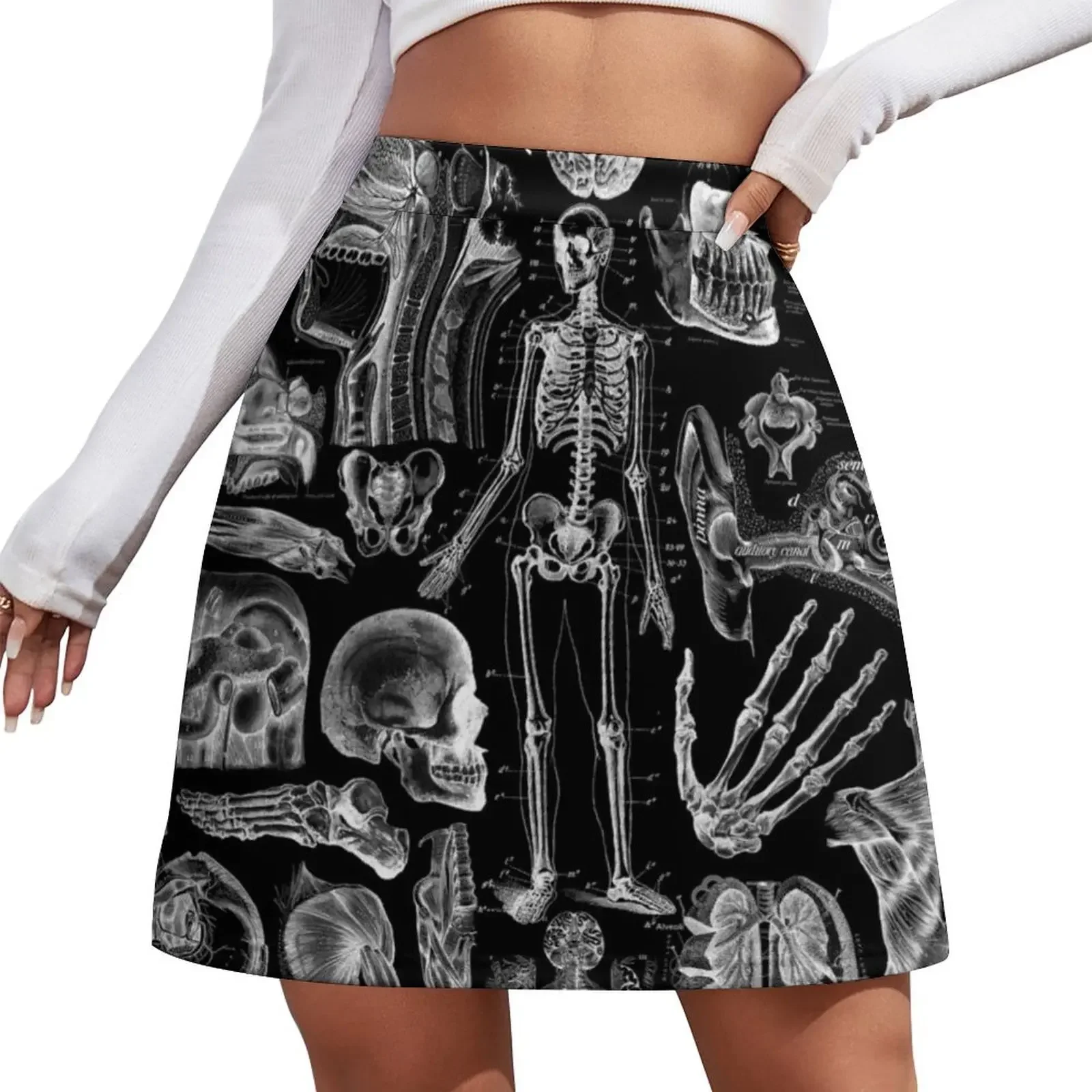 

Human Anatomy Black Print Mini Skirt Women's skirts luxury designer clothing women rave outfits for women Mini Skirt