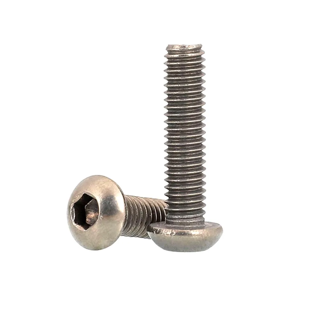 5Pcs M2 M2.5 M3 M4 M5 M6 TA2 Pure Titanium Gr2 Hexagon Hex Socket Button Round Head Allen Bolt Machine Screw ISO7380