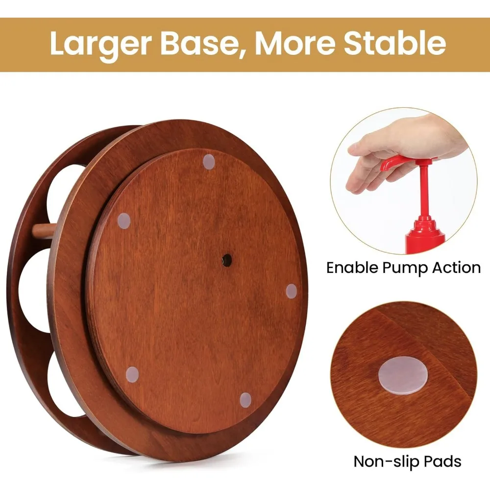 large rotating coffee syrup organizer 9 bottles coffee syrup rack for countertop wood syrup bottle holder stand for coffee bar