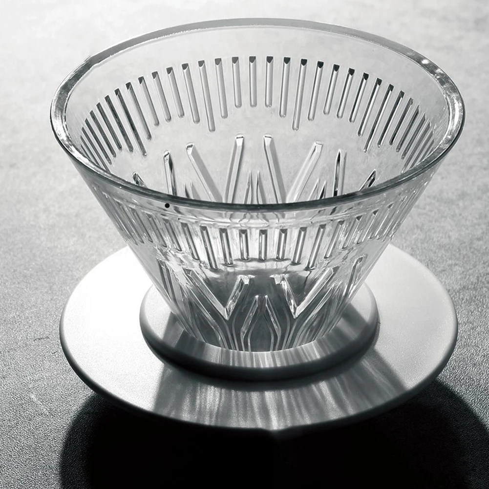 Hand Pour Over Coffee Dripper Built with Thickened Resin Material 13x13x11cm Transparent Size Fits Most Carafes
