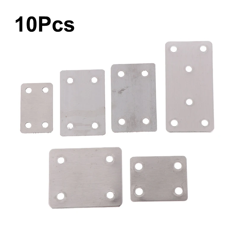 10Pcs Straight Four Hole Fixed Angle Bracket Stainless Steel Right Angle Bracket Furniture Fasteners Wood Shelves Cbinets