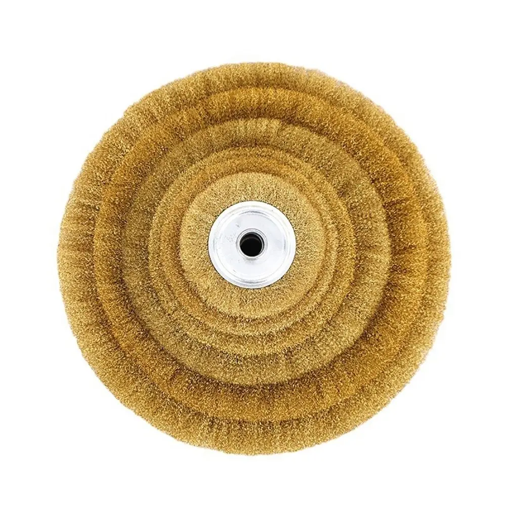Imagem -03 - Flat tipo Cobre Wire Wheel para Bench Grinder Metal Polishing Abrasive Tool Pure Brass Brush 100 mm 125 mm 150 mm 1pc