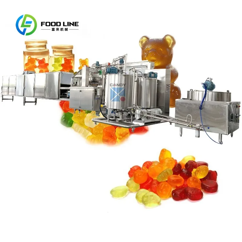 Máquina de alta calidad personalizada para la fabricación de caramelos duros, toffee, gelatina, pectina, agar y gomitas blandas para fábricas de alimentos.