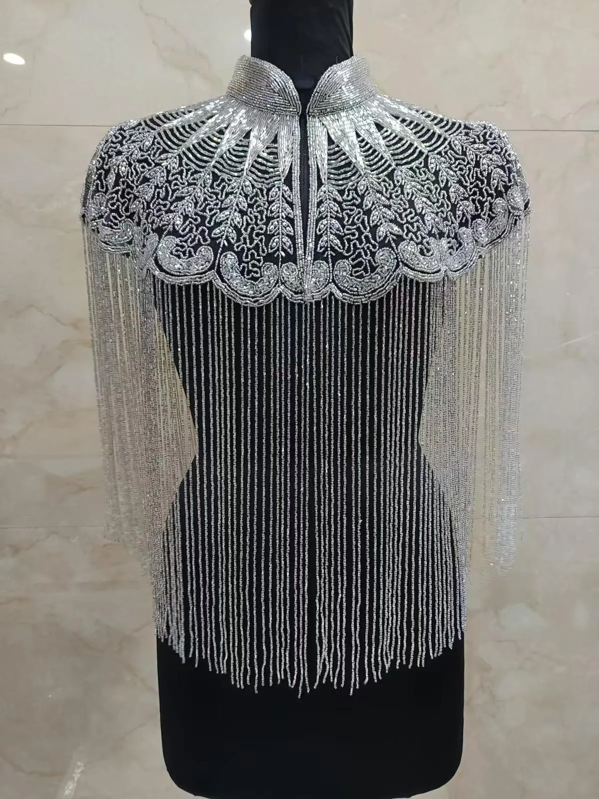 Indian Heavy Industry Beaded Shawl Long Tassel Cheongsam Cloud Shoulder Handmade Beaded Fashion Show Studio Ancient Style Shawl