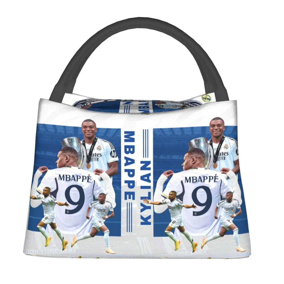 Football KM Mbappe Soccer Insulated Lunch Bag for Women Kids Leakproof Food Boxes Thermal Lunch Box Tote