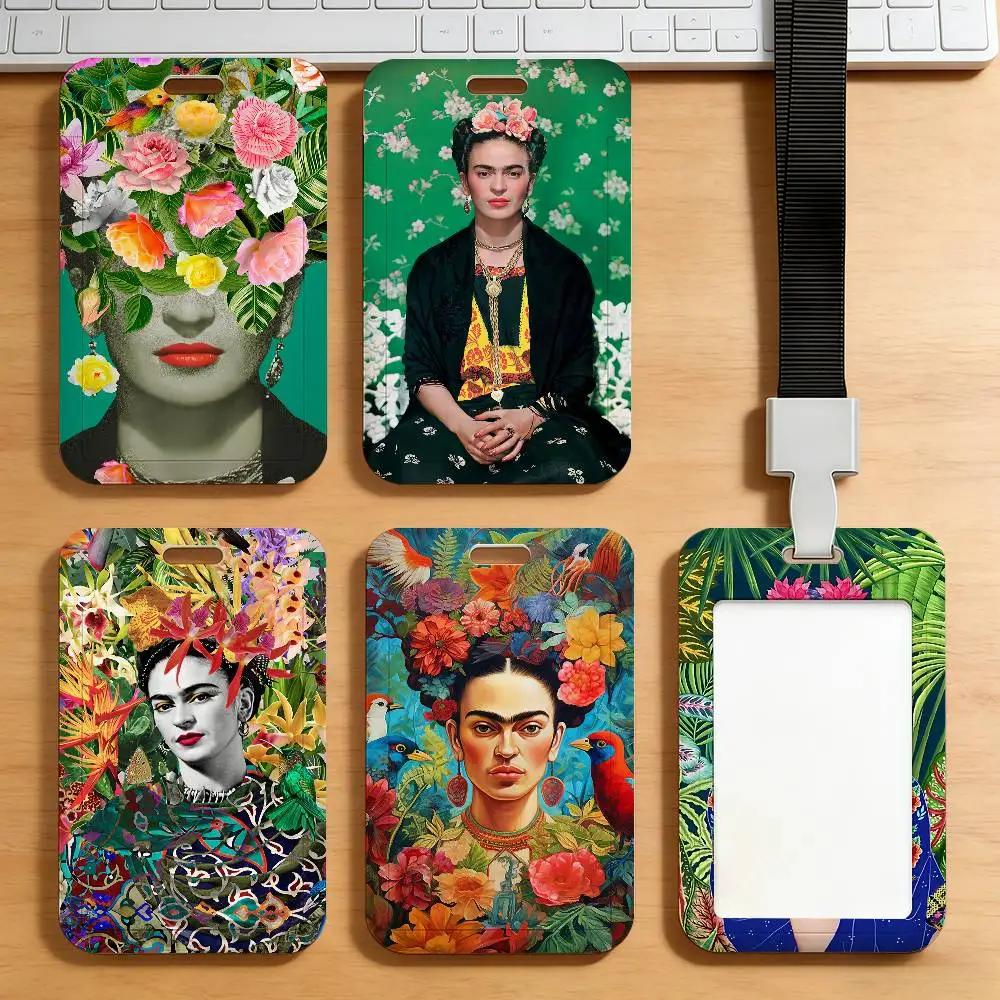 Klassischer Kartenhalter für Studenten, Campus-Essenskarten, Öffentlicher Nahverkehr, U-Bahn, F-Frida Flower K-Kahlo-S Kartenetui