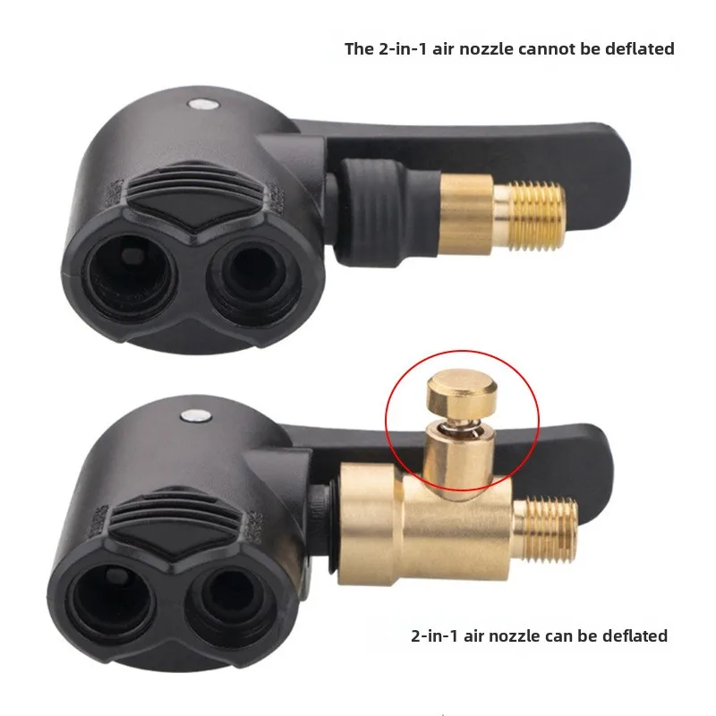 2-In-1 Bicycle Pump Nozzle Hose Adapter Inflatable Pump Motorbike Air Chuck Inflator Valve Connector Adapter Auto Accessories