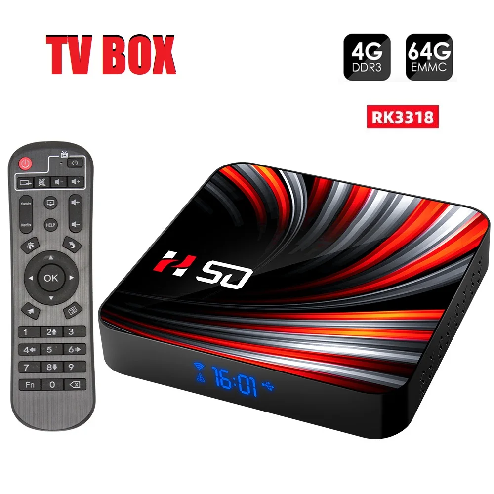 

H50 Smart TV Box For Android 10 4GB 32GB 64GB 4K H.265 3D Video 2.4G 5GHz Dual Wifi Bluetooth-Compatible Set Top Media Player