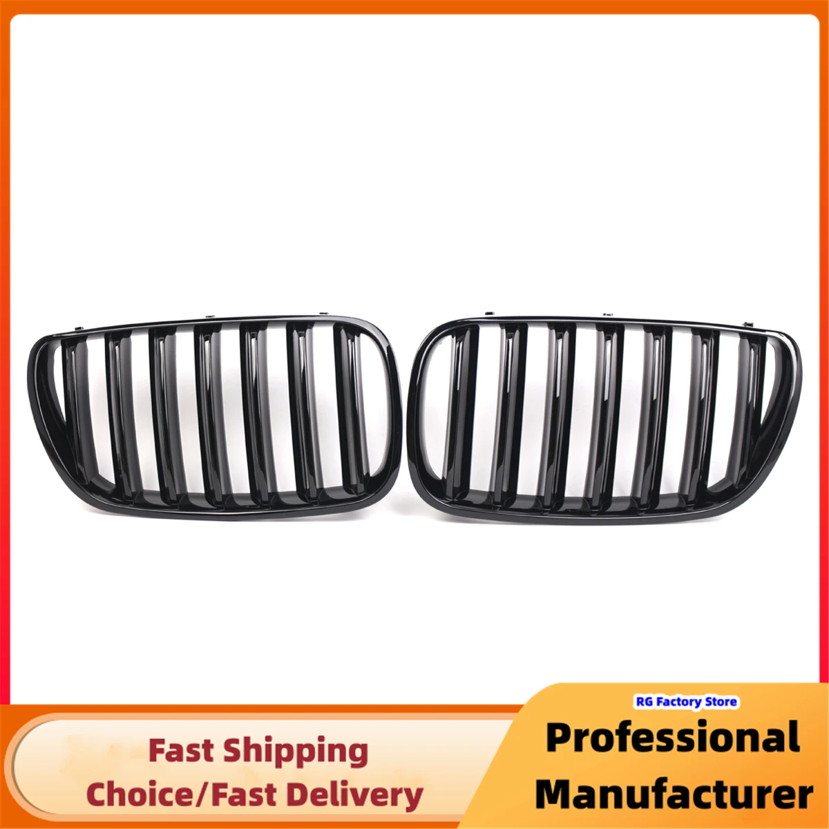 For BMW X3 E83 2007-2010 Front Bumper Kidney Grille Glossy Black Racing Grill Single Slat Sport Cover