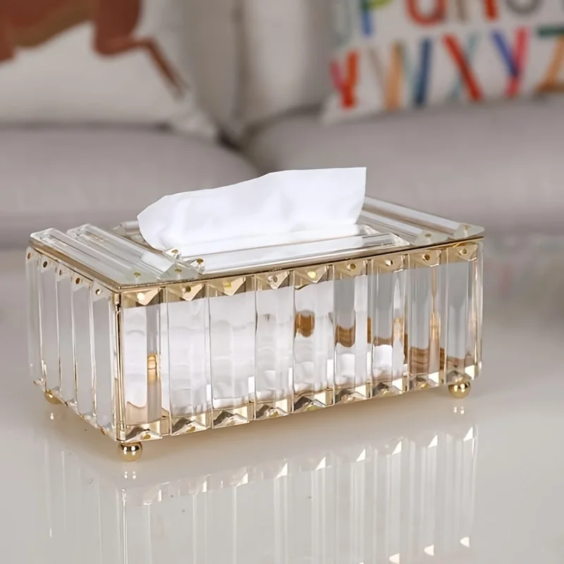 

Creative Luxury Tissue Box Nordic High-end Crystal Tissue Box Napkin Holder Living Room Home Paper Box Storage Decoration Case