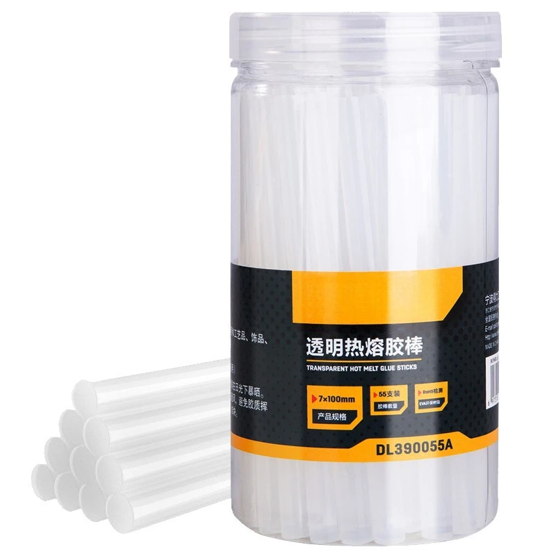 

55 barreled 7*100mm hot melt glue stick High viscosity hot melt glue gun strip transparent white color