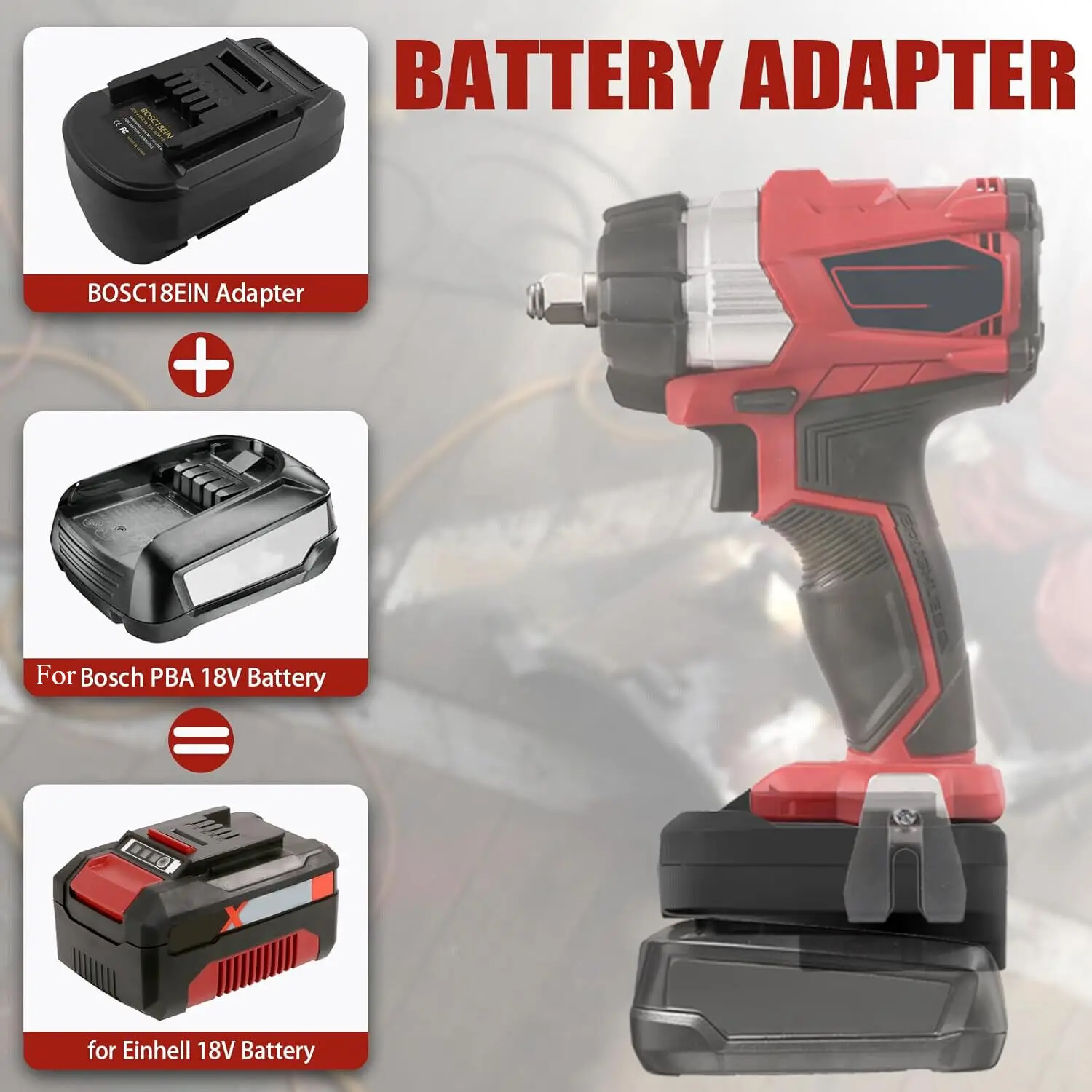 Adaptor baterai untuk Bosch 18V seri PBA konverter baterai Lithium ke alat listrik baterai Li-ion 18V untuk Einhell