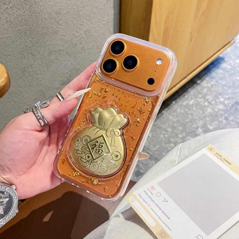 Креативная сумка для денег с золотой фольгой и клеем, подходит для iPhone 17, Pro Max, подходит для защитного чехла для телефона Apple 16