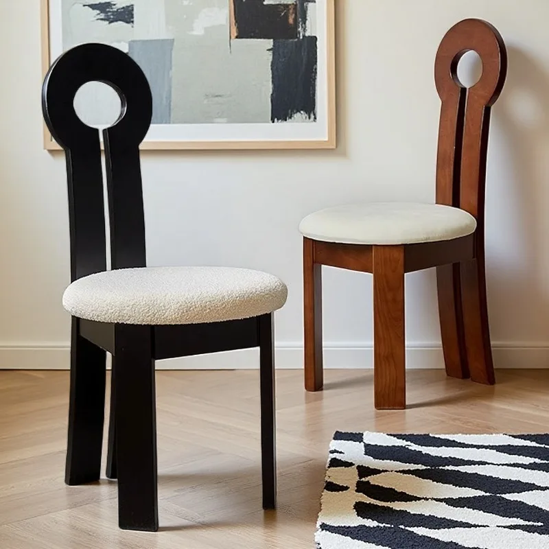 

Solid wood dining chair home designer medieval backrest chair wabi wind bedroom makeup chair key chair