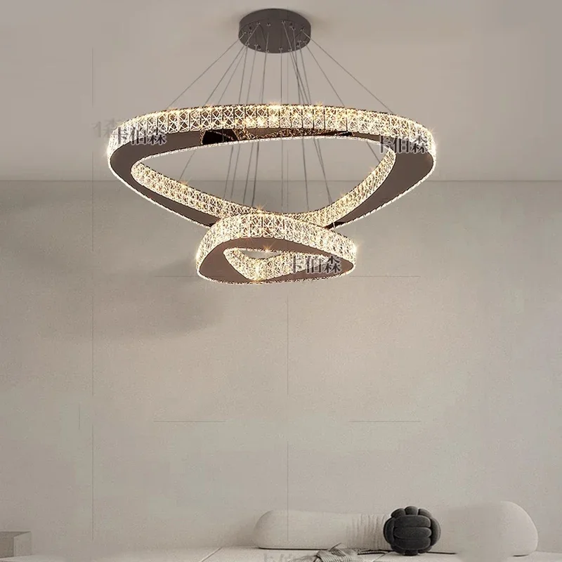 Nordic Minimalist Decor Acrylic Geometric Ring Led Chandelier Bedroom Kitchen Dining Table Living Room Pendant Lamp Design