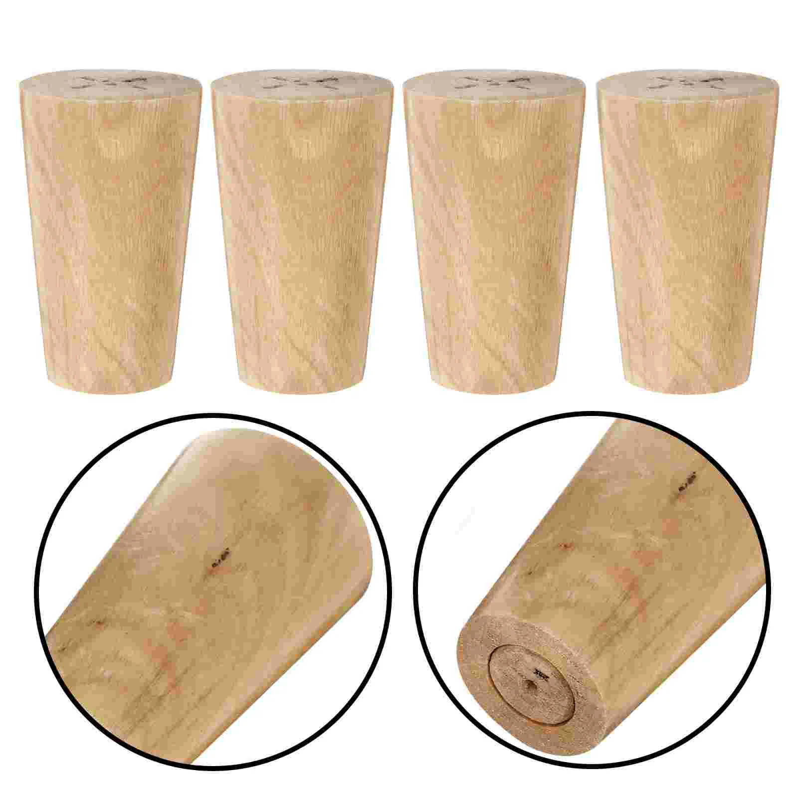 

4 Pcs Sofa Legs Hardwood Table Feet Armchair Replacement Furniture Dresser Cylinder Wooden Bearing Weight