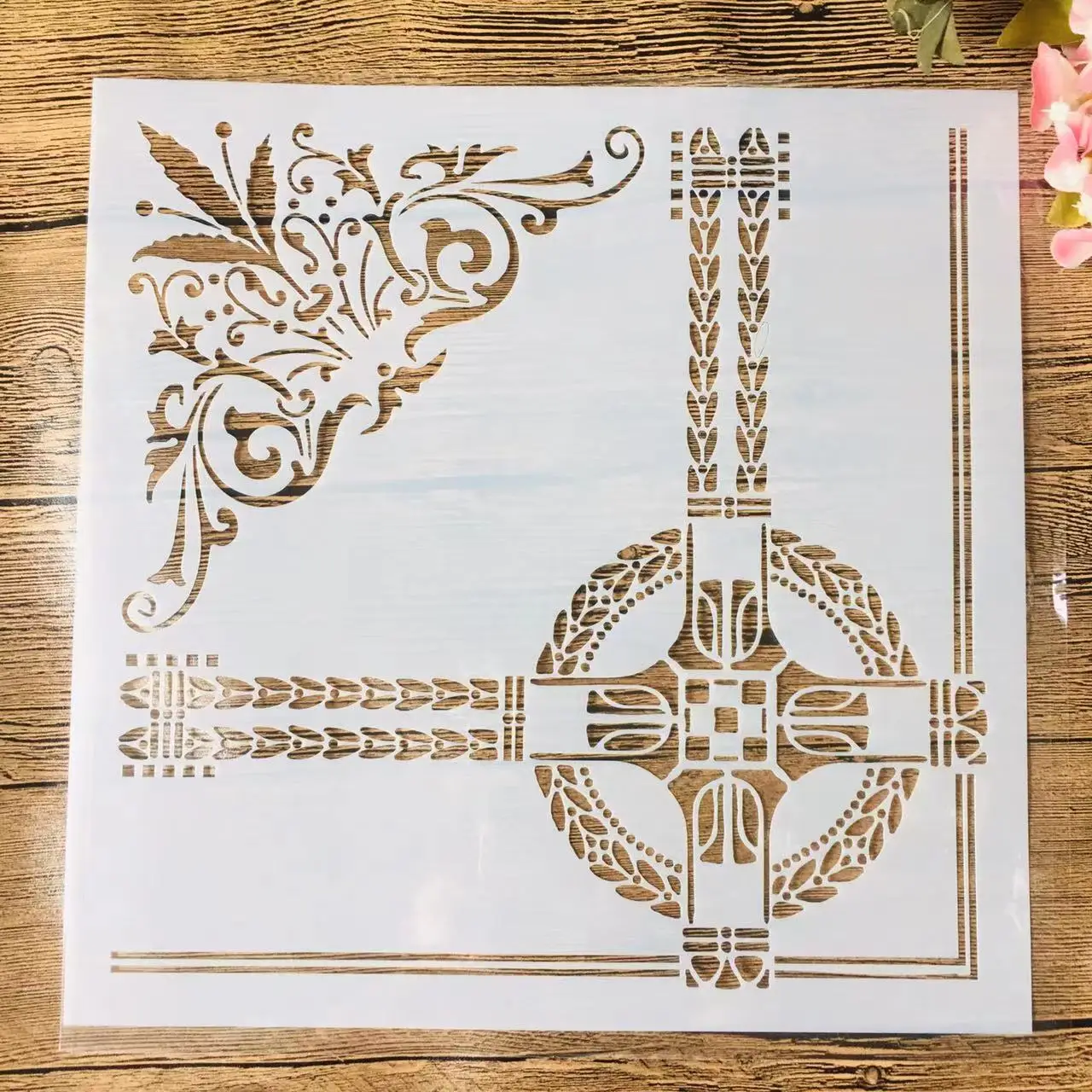 30*30cm Big Vintage Palace Cross Frame DIY Layering Stencils Wall Painting Scrapbook Coloring Embossing Album Decor Template