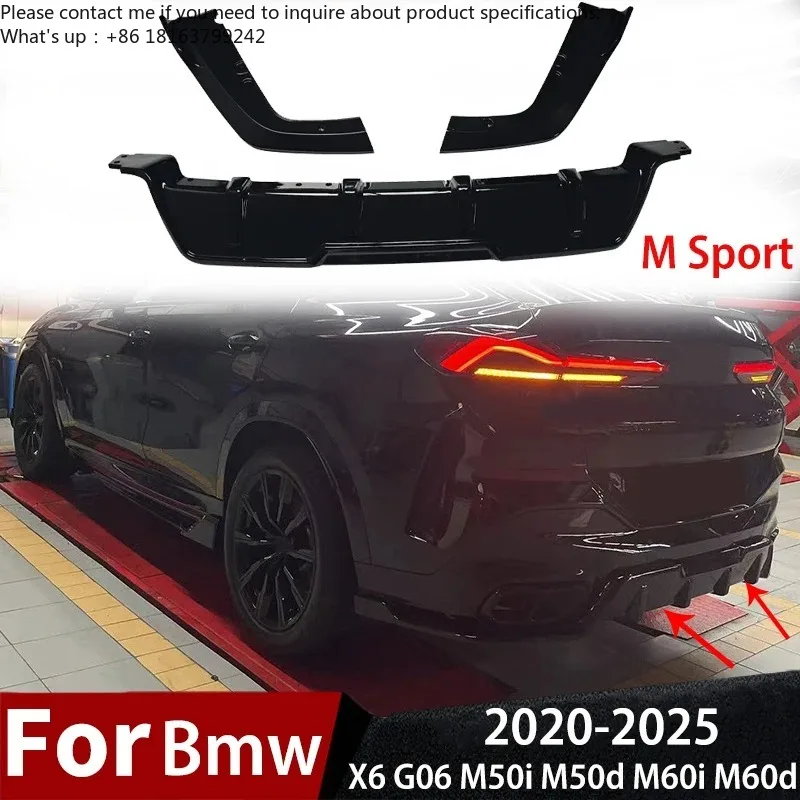 

For Bmw X6 G06 M50i M50d M60i M60d M Sport 2020-2025 MP Style Rear Bumper Splitter Lip Diffuser Bodykits Modification Exterior