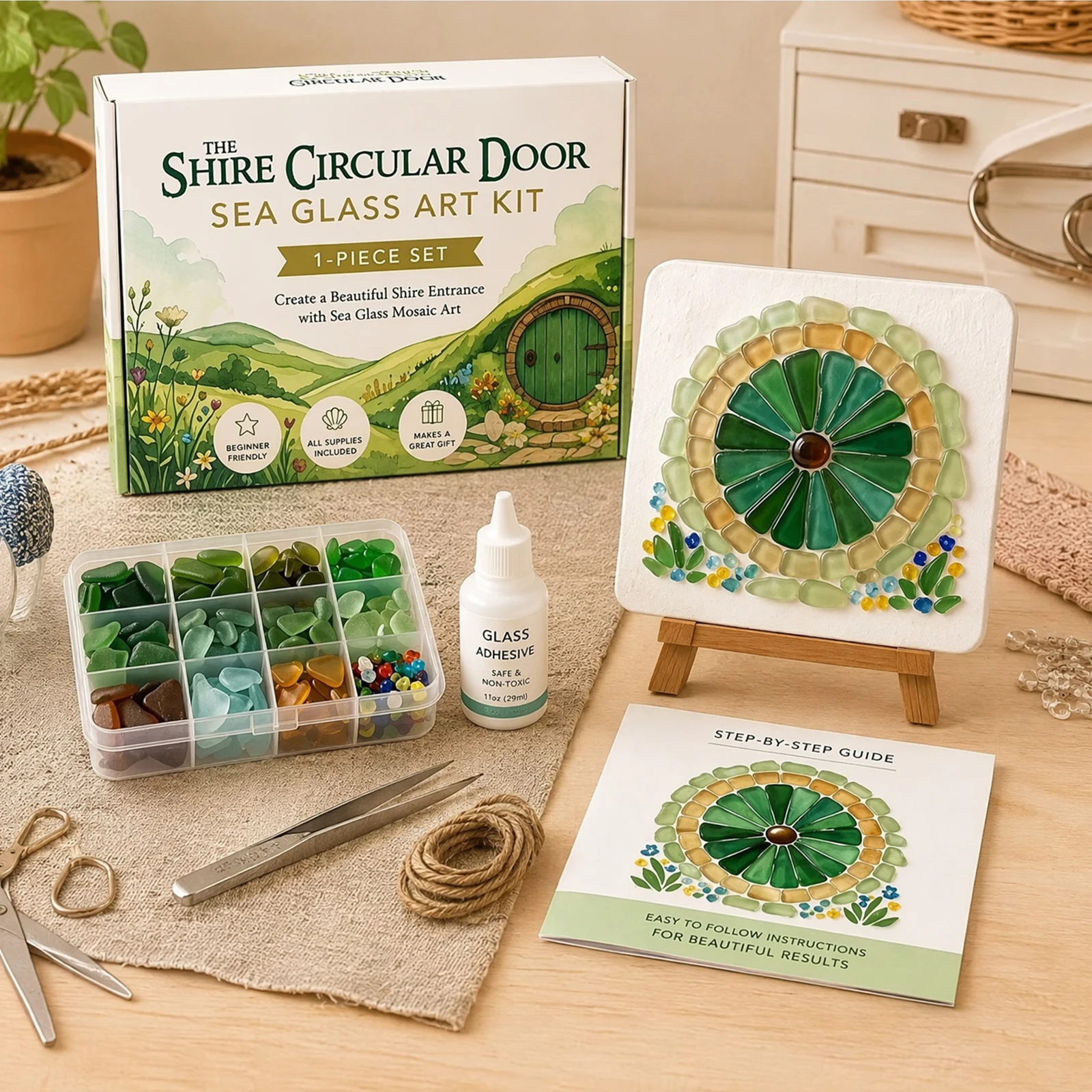DIY Sea Glass Art Kit with for Colorful Glass Pieces Create Beautiful Ocean-Inspired Artwork for Creative Handmade Gift