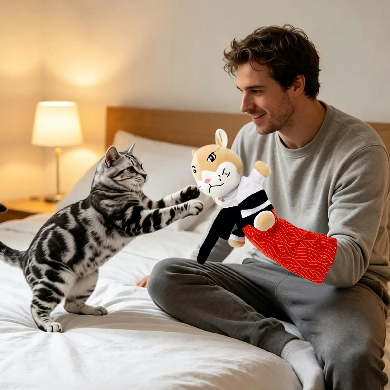 Cat Puppet Toy With 3 Catnip Pouches Treat Pocket 3 Layer Protection Cat Puppet Wrestler For Boredom Relief Mental Stimulation