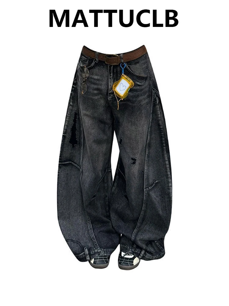 

Summer Women Tomboy Dark Academia Baggy Low Rise Mom Jean Japanese Y2K Harajuku Denim Wide Leg Pants 2000s Cyber Punk Grunge