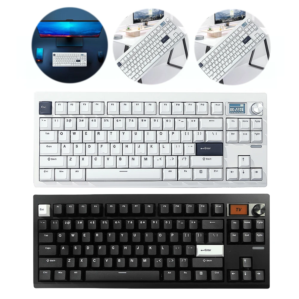 

Wireless Mechanical Keyboard Hot-swappable Lighted Keyboard 87Keys Computer Keyboard with Volume Knob Support for VIA Customized