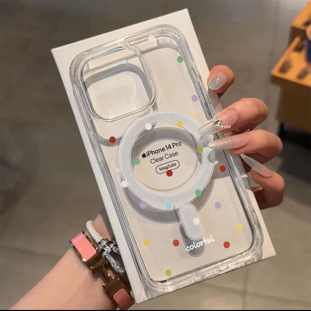 INS Korean Creative Colored Wave Dots Phone Case For iPhone 17 Pro 16 11 15 14 12 13 Pro Max For Magsafe Shockproof Soft Funda view 2