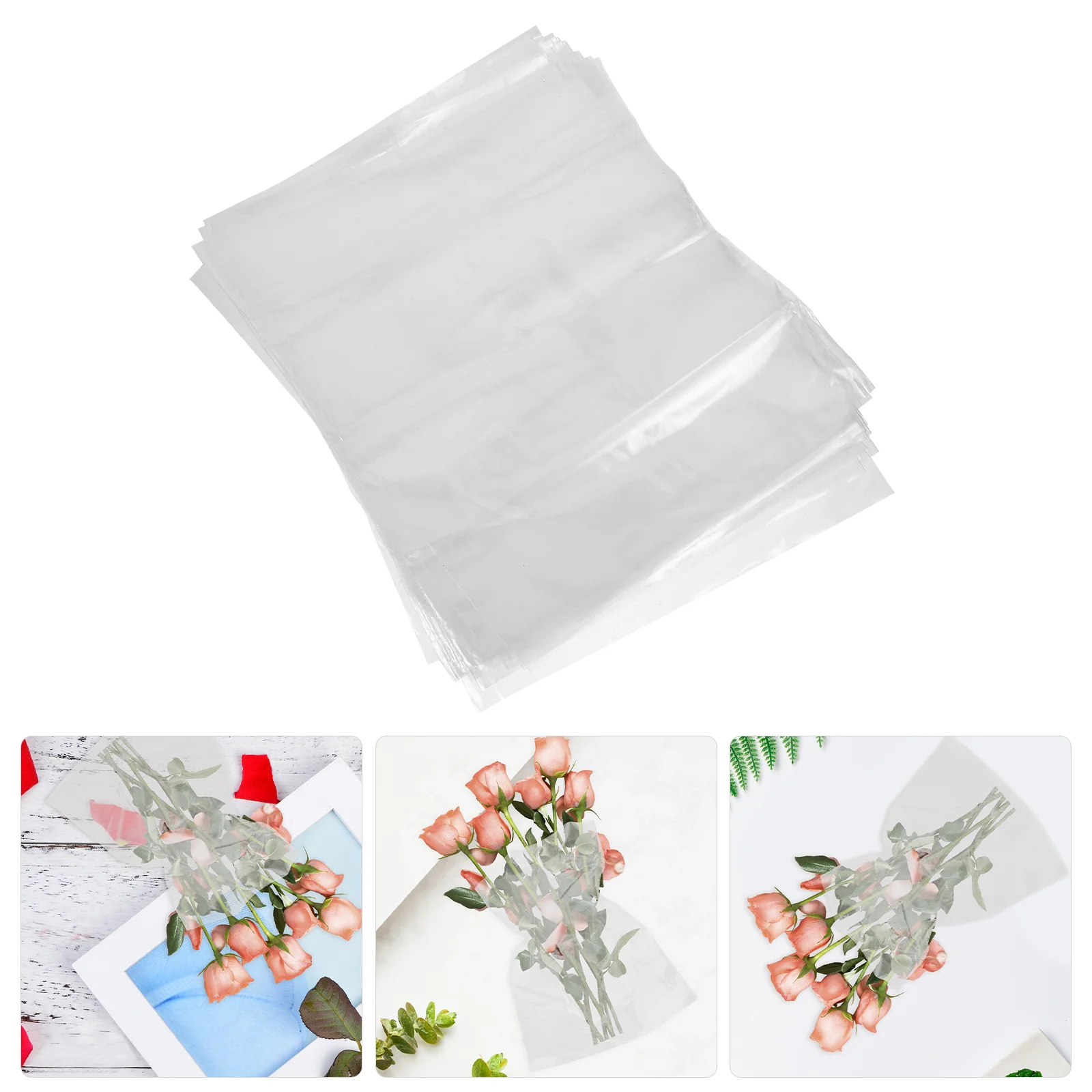 50 Pcs Bouquet Fresh-keeping Bag Clear Flower Bags Water Paper Sleeves Retainer for Mini Gift Insulation