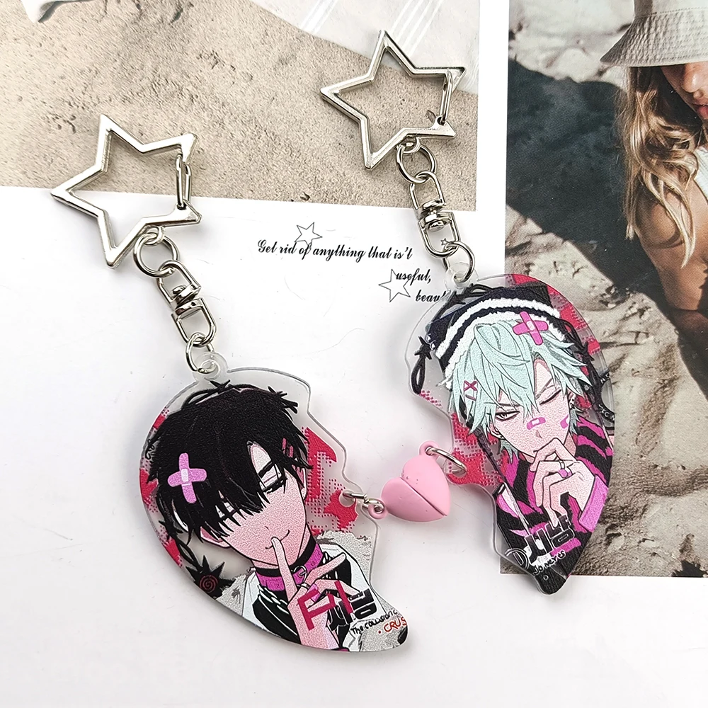 Alien Stage Acrylic Keychain 2PCS Set BFF Magnetic Keyring for Boys Girls Backpack Bag Pendants Key Chain Good Friend Gifts