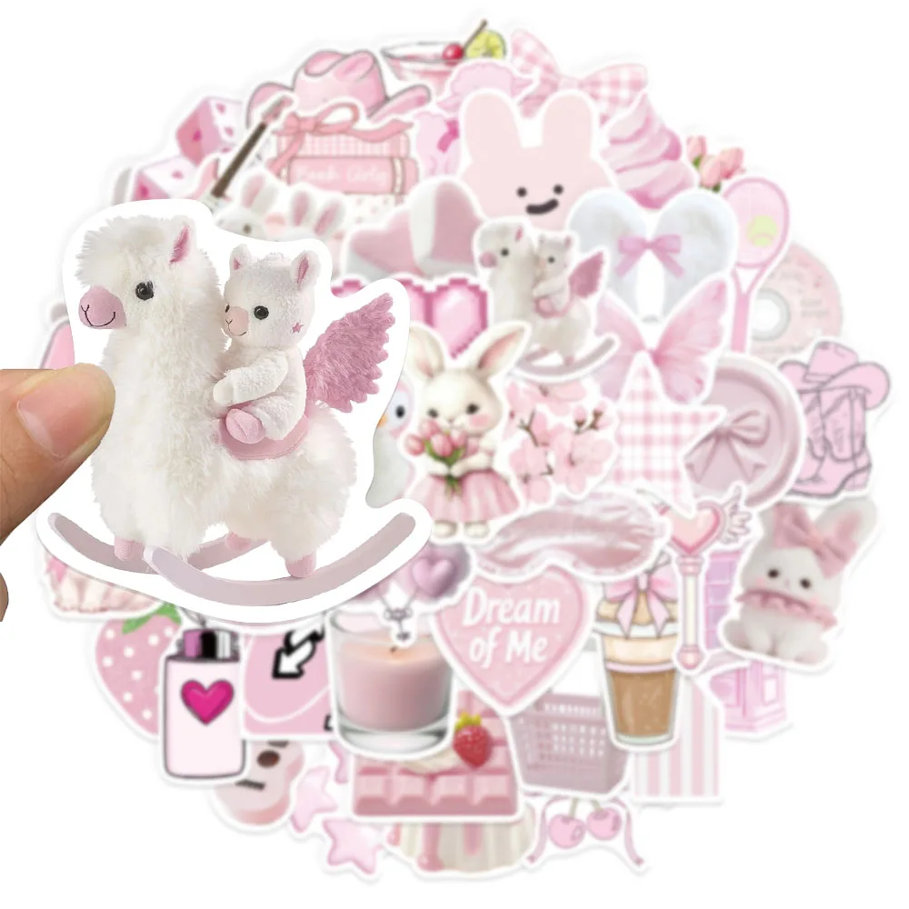 50PCS Pink Cartoon Small Fresh Simple Graffiti Stickers DIY Luggage Skateboard Motorcycle Notebook Stickers