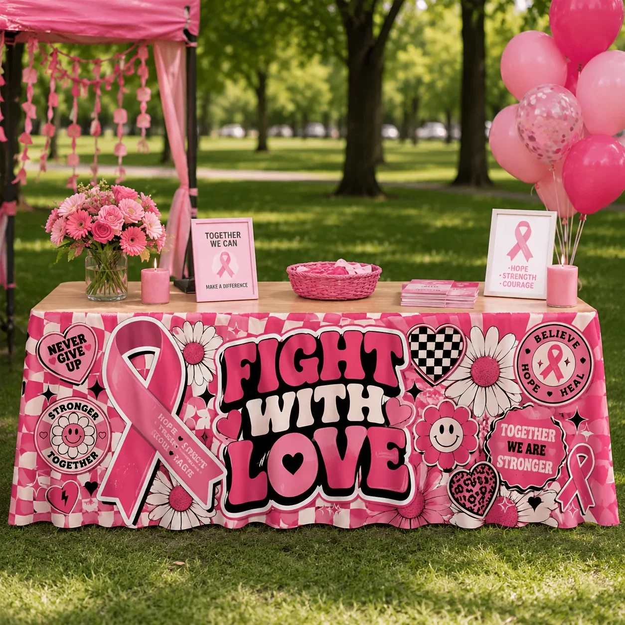 One tablecloth or table skirt with the theme of 