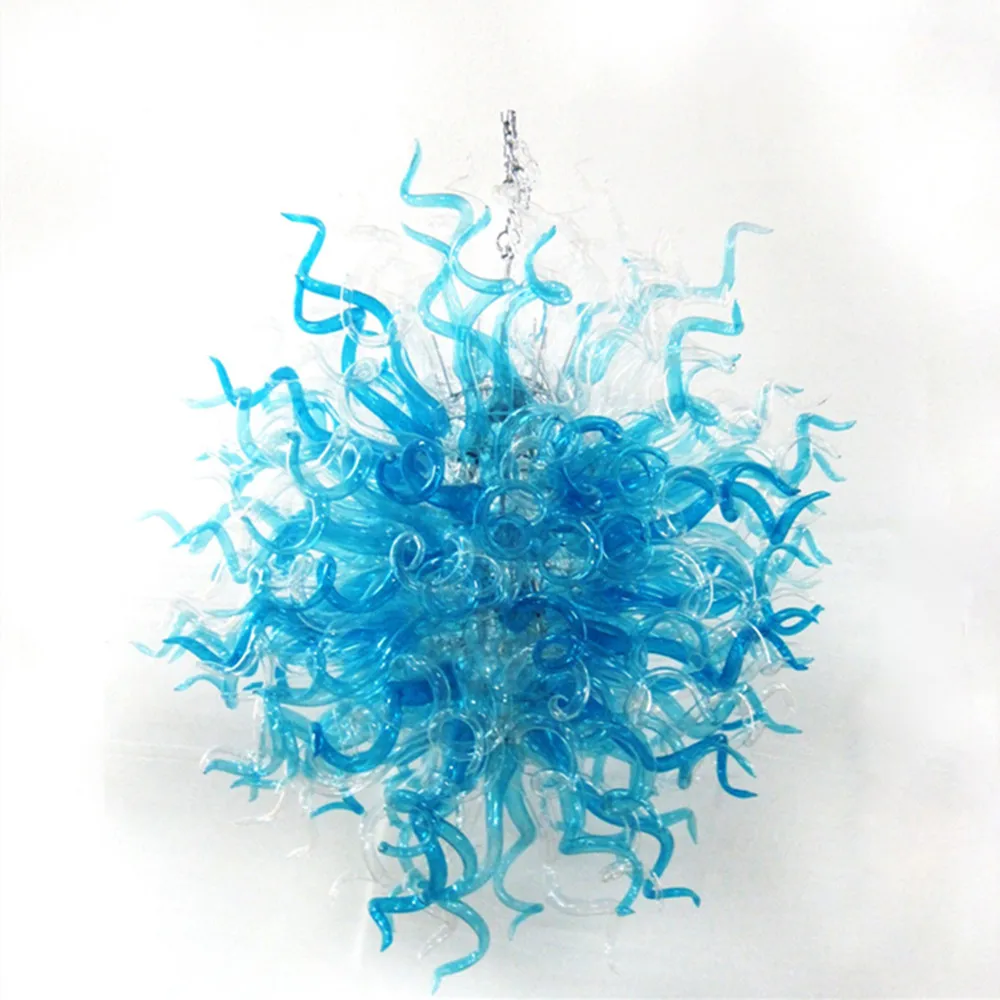 

Nordic Hand Blown Glass Chandelier Light Blue Clear LED Pendant Lamp Modern Art Decorative Lighting