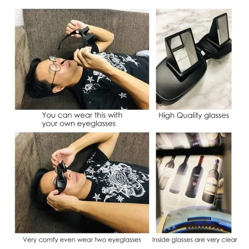Óculos de prisma habilitados para visualização horizontal permite telefone, TV, assistir enquanto deitado, perfeito para cama reclinável, acessórios de uso