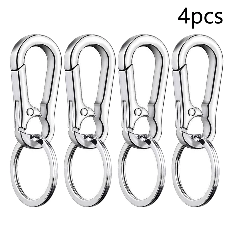 4Pcs Men's Keychain Hook Stainless Steel Buckle Outdoor Gourd Buckle Carabiner Climbing Tool Double Ring Car Fishing Key Ring