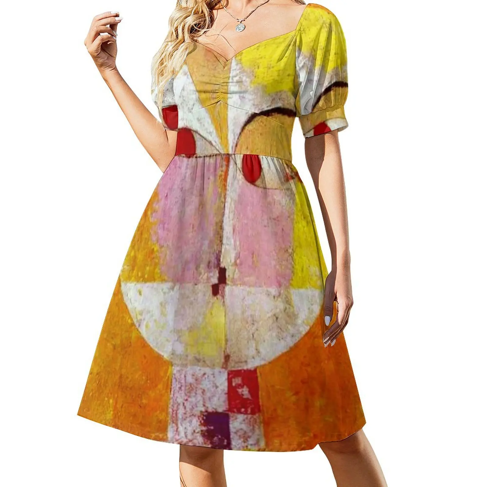 Senecio Abstract Portrait of a Man by Paul Klee Short Sleeved Dress Summer women's clothing evening dresses women Dress