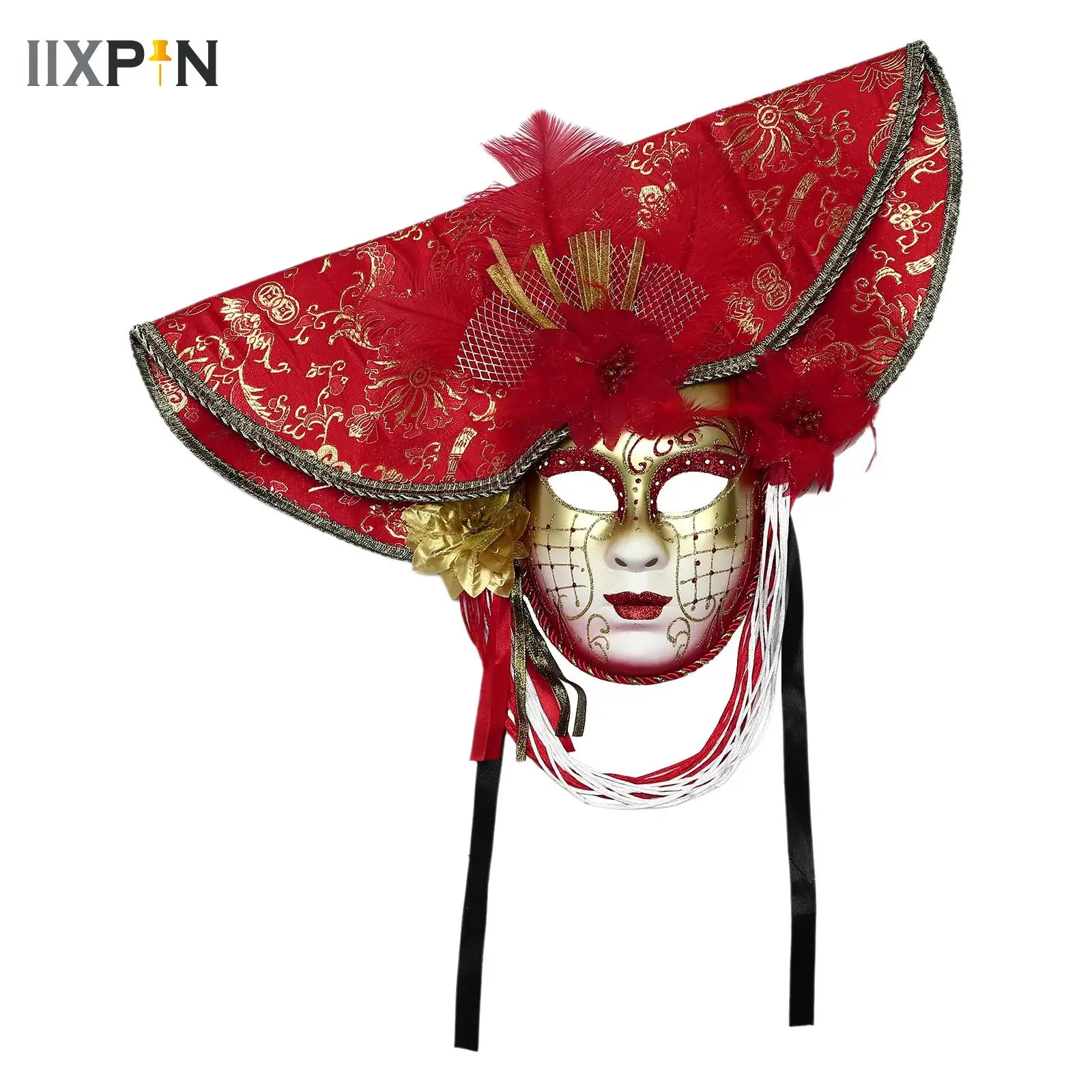 

Artistic Mask Women's Handmade Dance Props Personality Full Face Retro Venetian Mask Half Face Men Mask