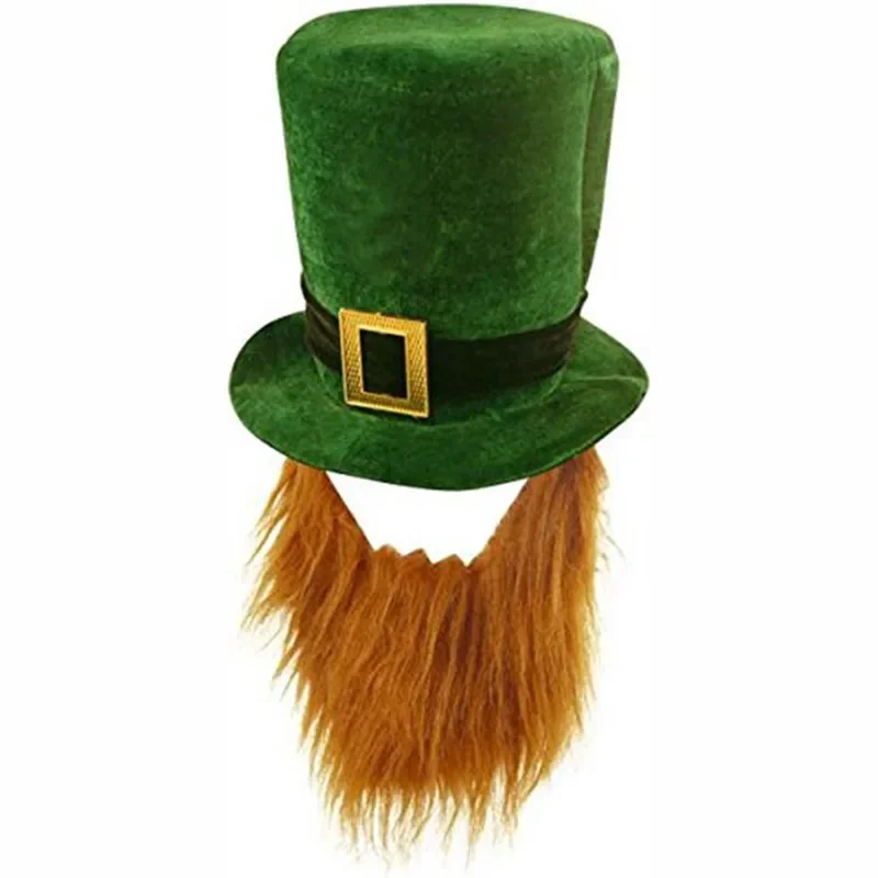 Irish St Patricks Day Hat Fancy Dress Top  Beard  Festival Party Supplies   Accessory Halloween Costume Cosplay