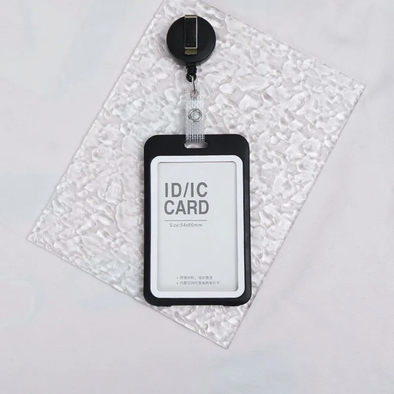 Schwarzer vertikaler Kartenhalter, Schlüsselanhänger, Bus, Campus-Karte, Zugangskontrolle, Arbeitskartenhülle, transparent, mit Ausweisrolle