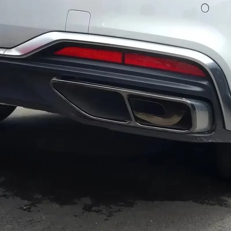 아우디 A5 A4 B9 2020-2024 테일 스로트 프레임 장식 트림 액세서리에 대한 스테인레스 스틸 블랙 자동차 테일 배기관 커버