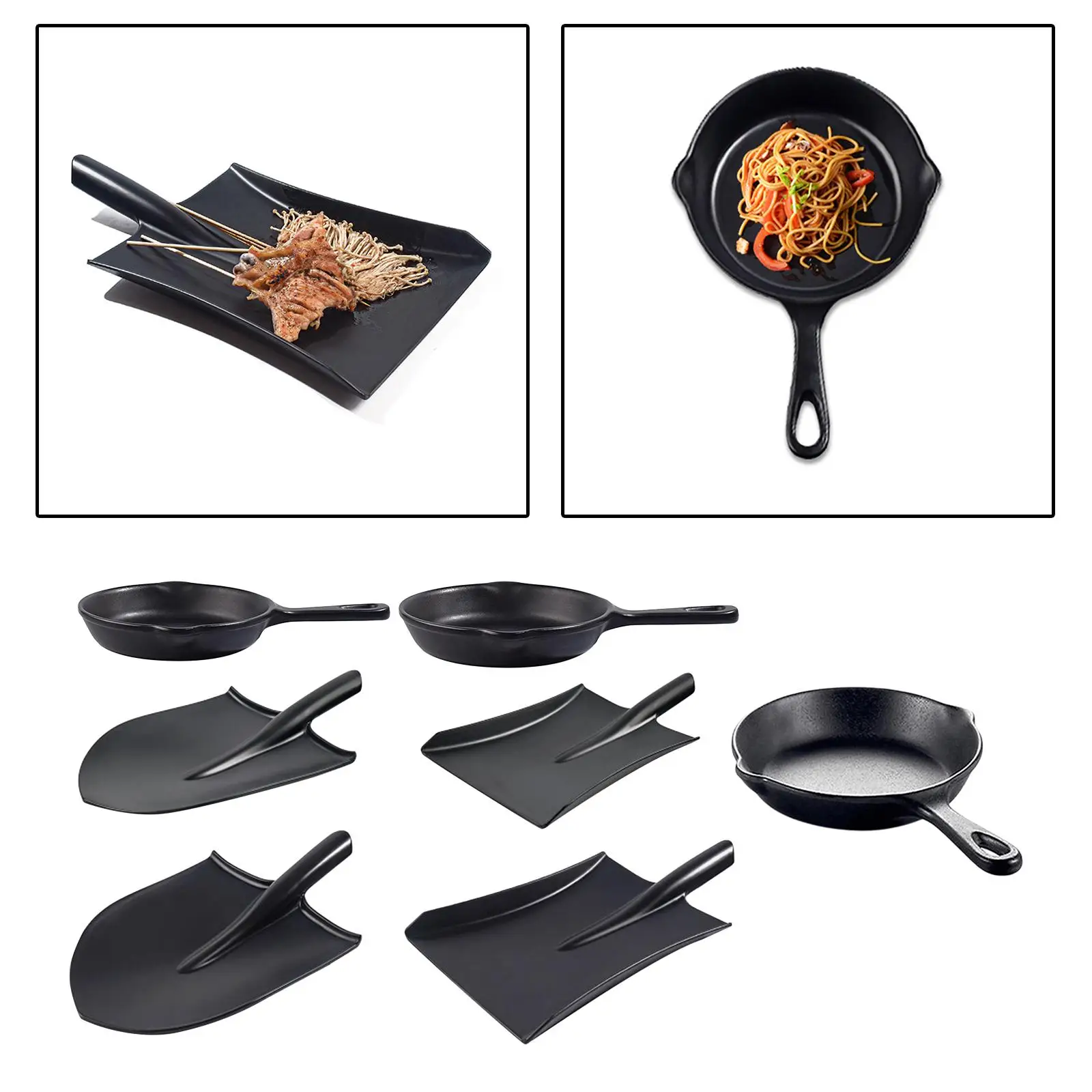 Black Dish Plate Decorative Matte Special-Shape Shovel Nordic Style Steak Dessert Tray Cake Tray Serving Tray for Kitchen Dining